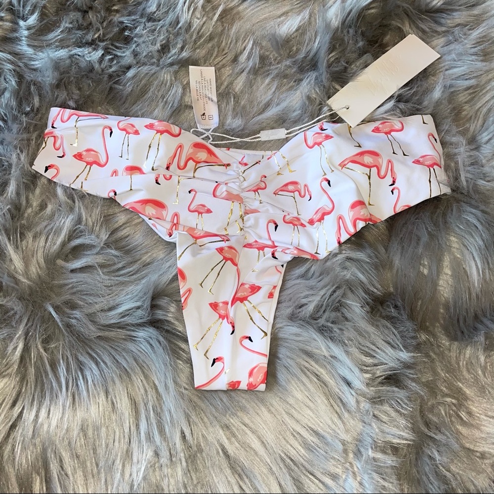 Flamingo print bikini bottoms cheeky NWT
